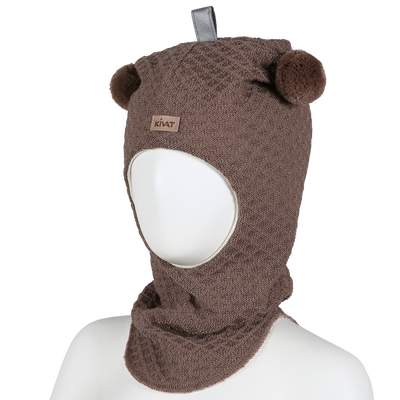 Vohveli kypärämyssy, tupsut, mokka