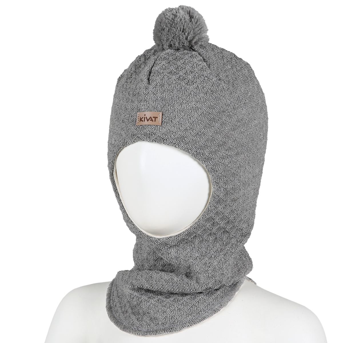 Vohveli kypärämyssy, iso tupsu, harmaa