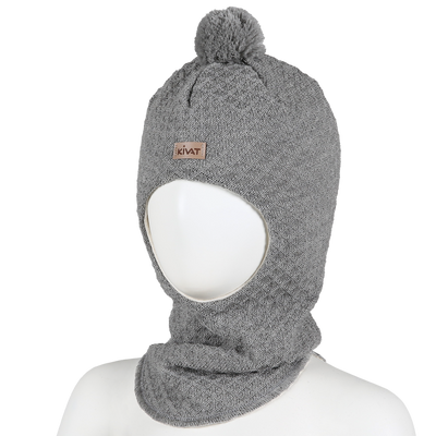 Vohveli kypärämyssy, iso tupsu, harmaa