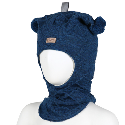 Kaapeli villakypärämyssy, tupsut, sininen