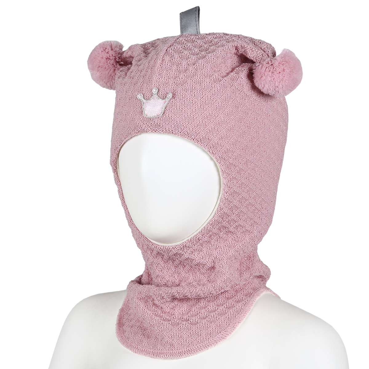 Kruunu kypärämyssy puuteriroosa