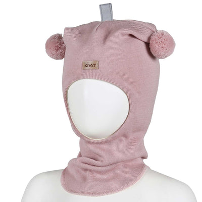 KIVAT merinokypärämyssy, tupsut, puuteriroosa