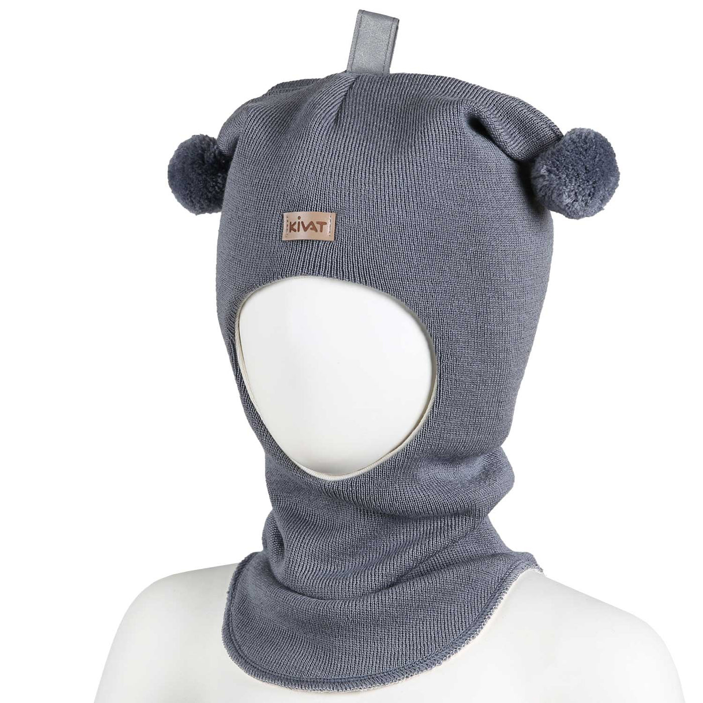 KIVAT merinokypärämyssy, tupsut, siniharmaa