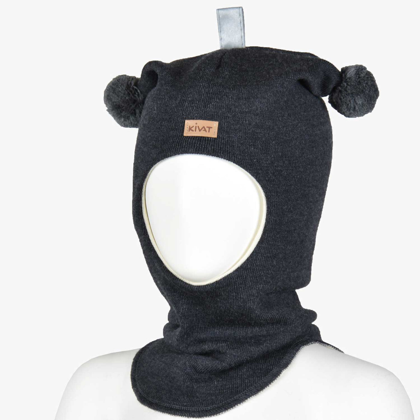 KIVAT merinokypärämyssy, tupsut, tummanharmaa