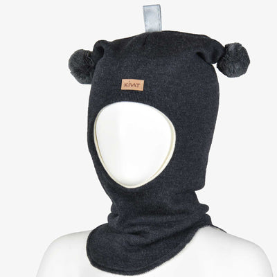 KIVAT merinokypärämyssy, tupsut, tummanharmaa