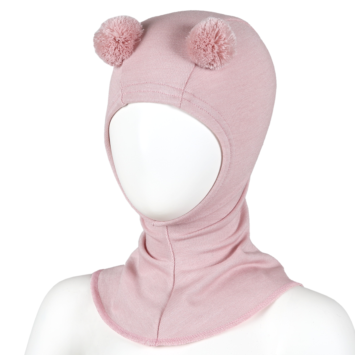 Silkkivilla aluskypärämyssy tupsut puuteriroosa