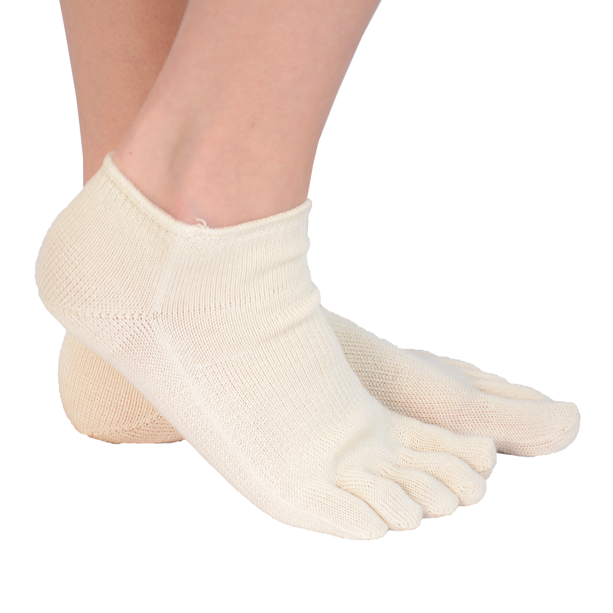 Organic cotton toe socks, ankle height